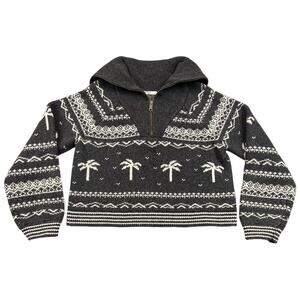 Marine Layer Archive Fair Isle Palm Tree Half Zip Sweater - M
